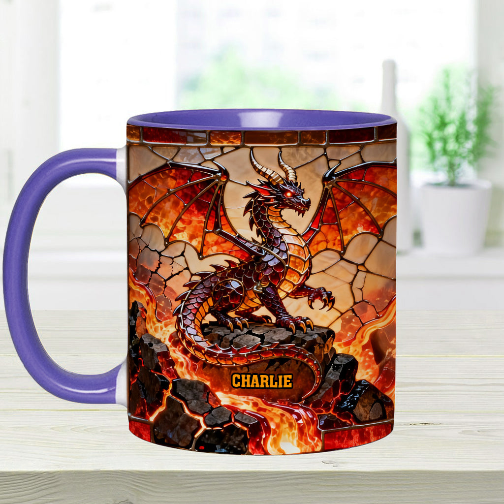 Feuerdrache – Personalisierte Tasse und Untersetzer mit Drachenmotiv