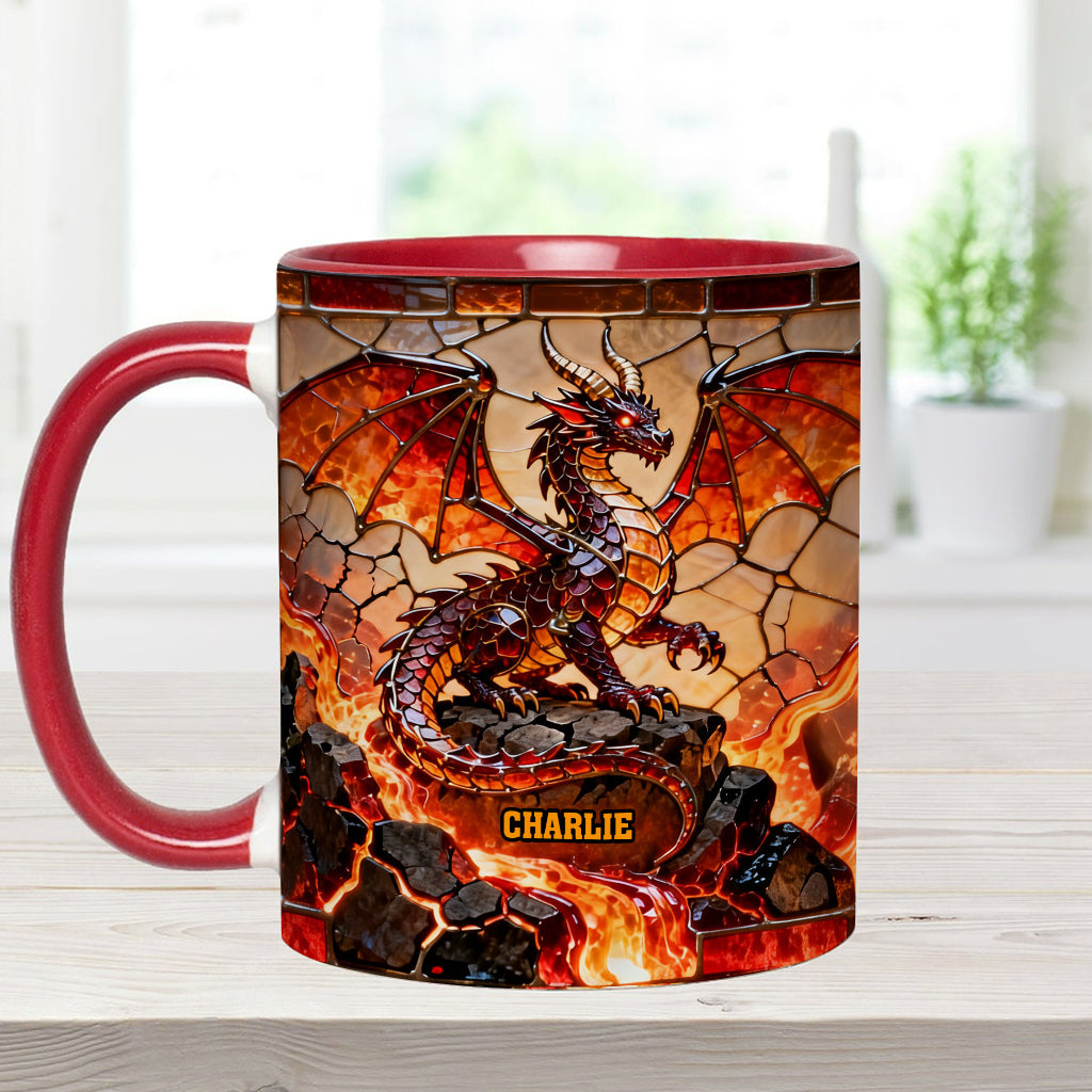 Feuerdrache – Personalisierte Tasse und Untersetzer mit Drachenmotiv