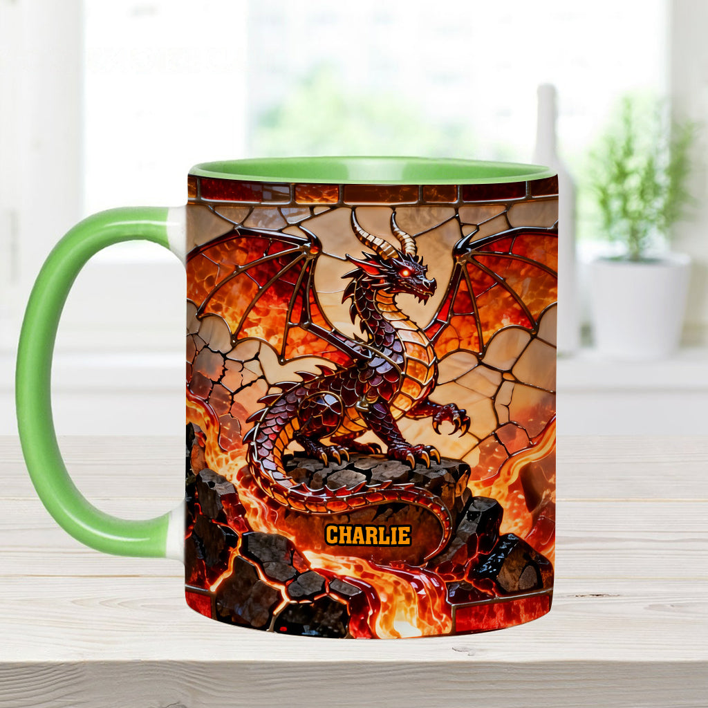 Feuerdrache – Personalisierte Tasse und Untersetzer mit Drachenmotiv