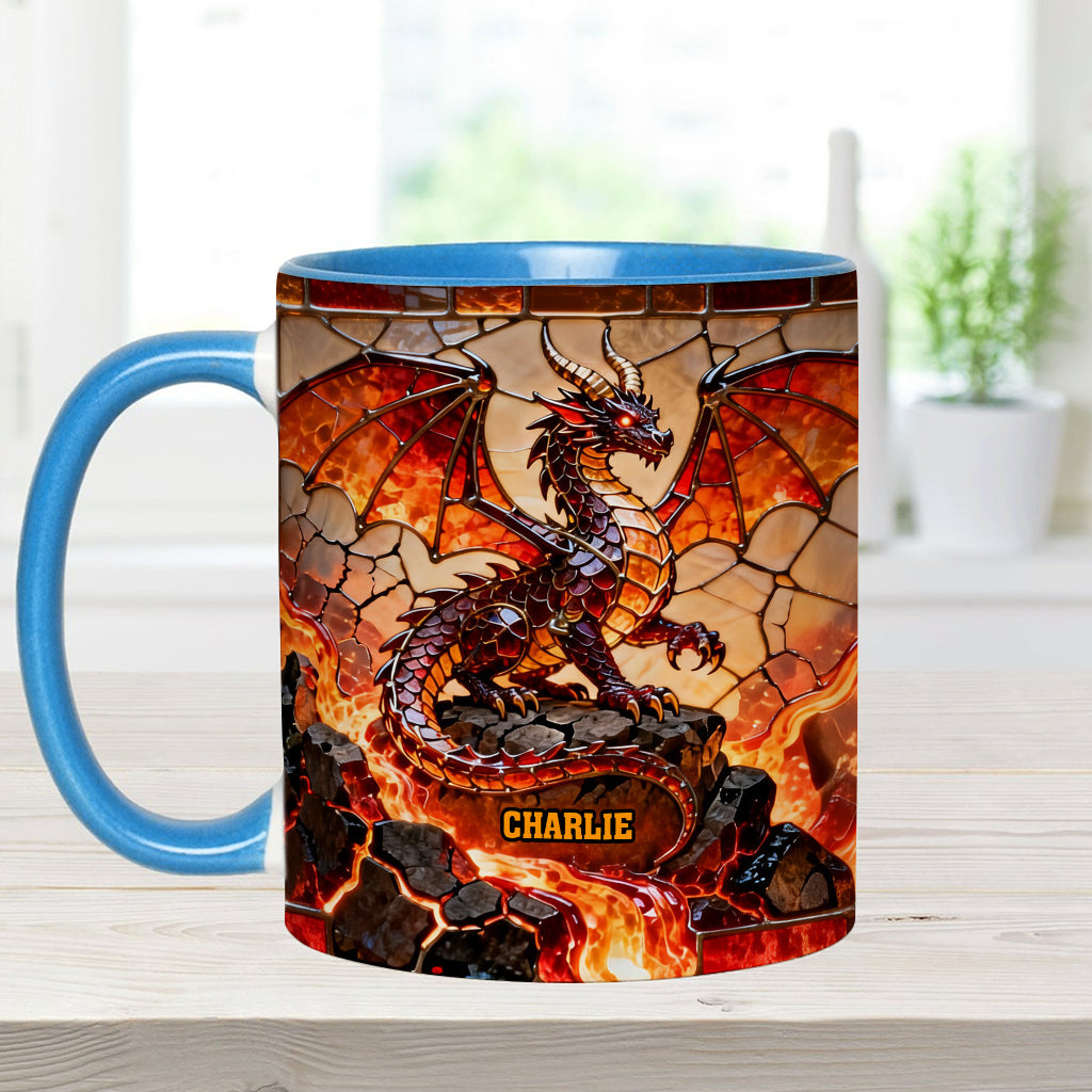 Feuerdrache – Personalisierte Tasse und Untersetzer mit Drachenmotiv