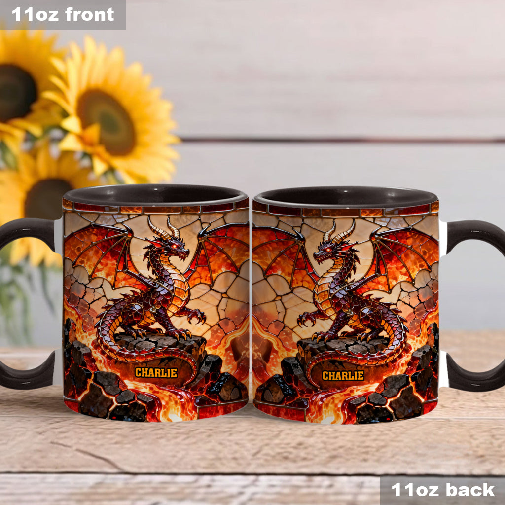 Feuerdrache – Personalisierte Tasse und Untersetzer mit Drachenmotiv