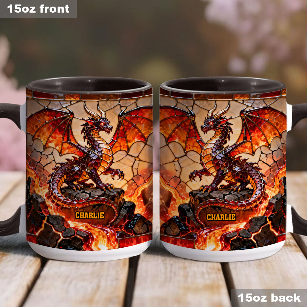 Feuerdrache – Personalisierte Tasse und Untersetzer mit Drachenmotiv