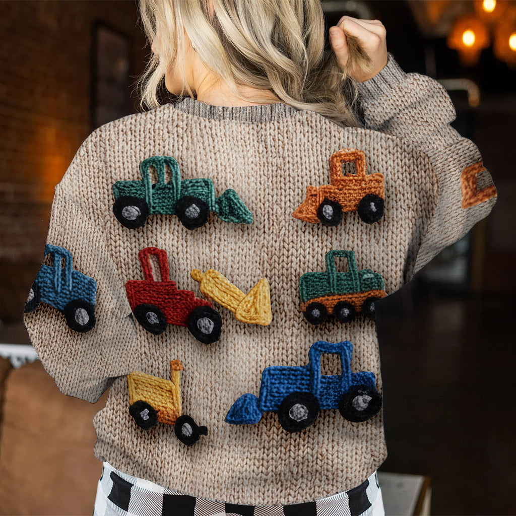 Construction Vehicles - Personalized Kid Ugly Sweater