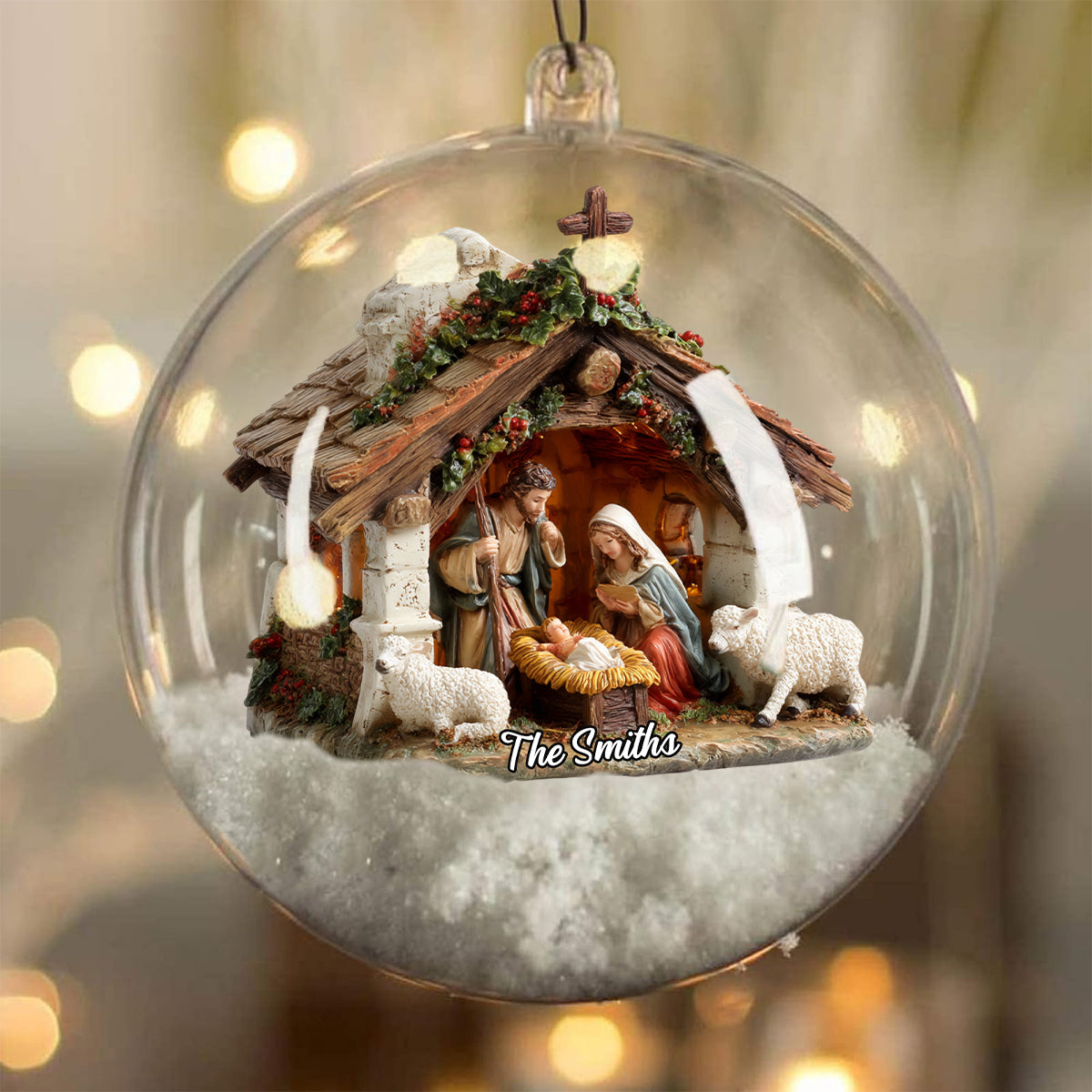 In God We Trust - Personalized Christian Snow Globe Ornament With Bow