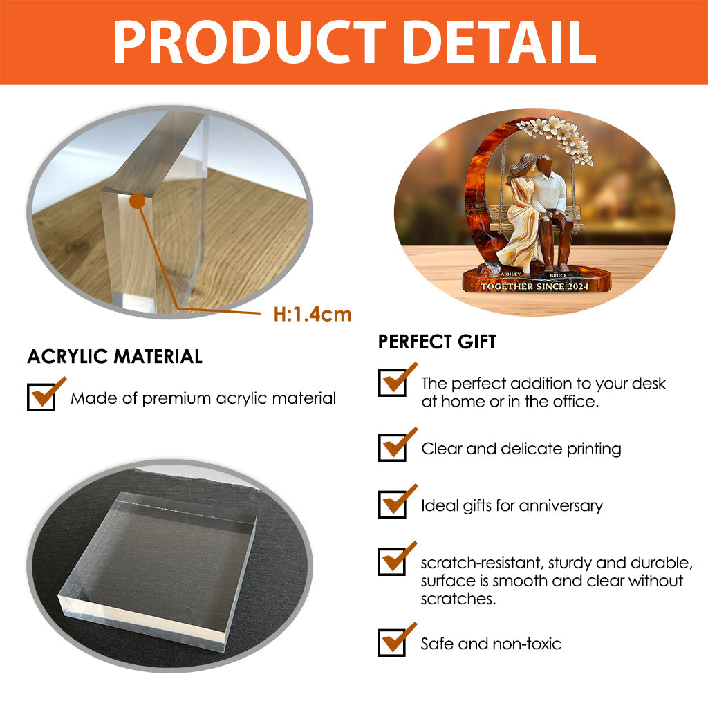 Zusammen seit – Personalisierte Acrylplakette in individueller Form für Paare