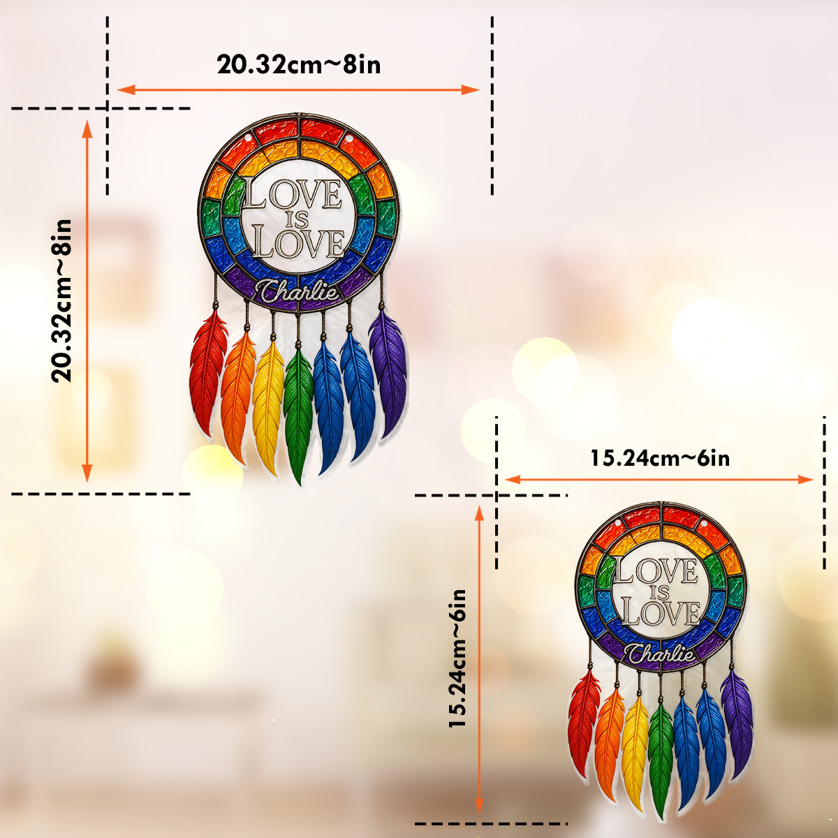 Love Is Love - Personalized LGBT Support Window Hanging Suncatcher Ornament