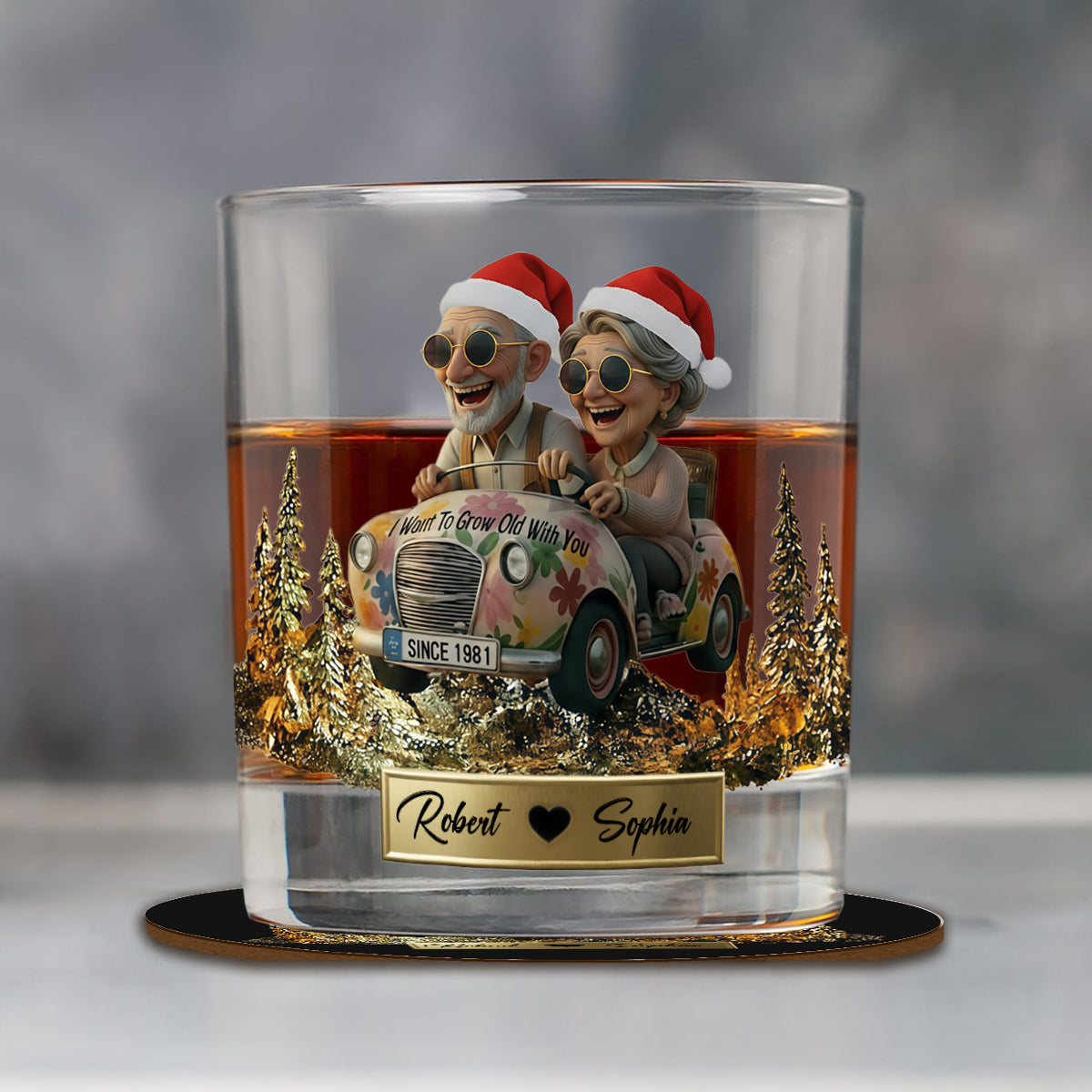 I Want To Grow Old With You - Personalized Couple Whiskey Decanter Set