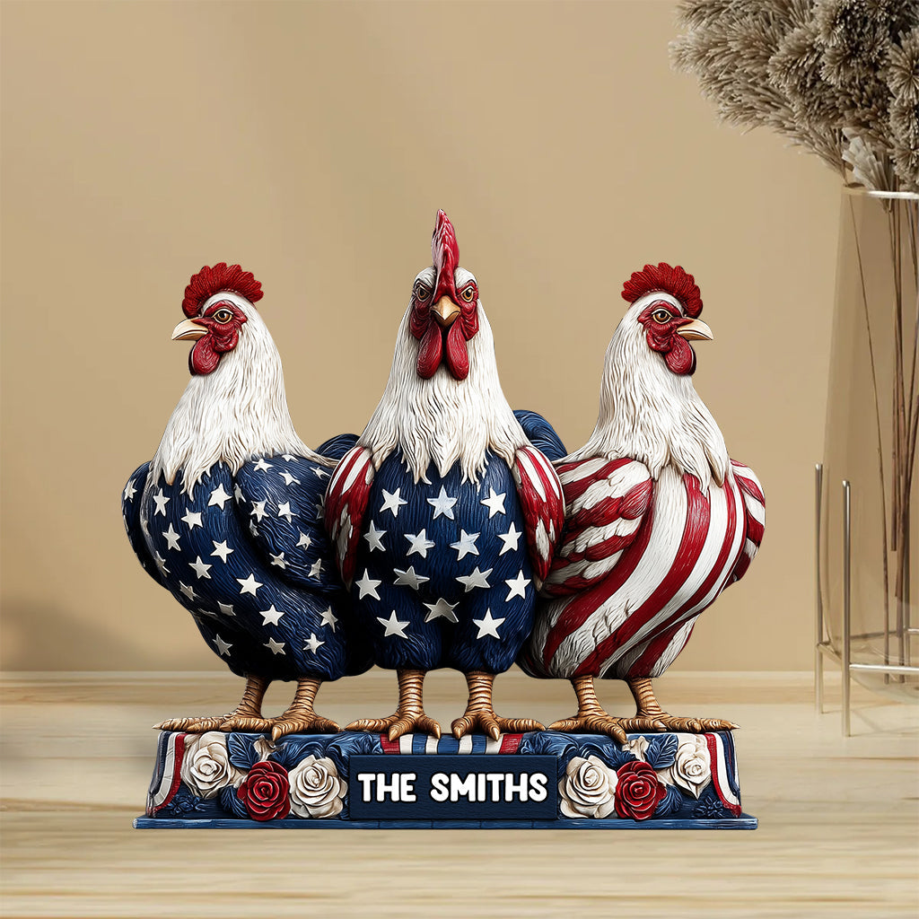 Patriotic Chicken - Personalized Chicken Custom Shaped Acrylic Plaque