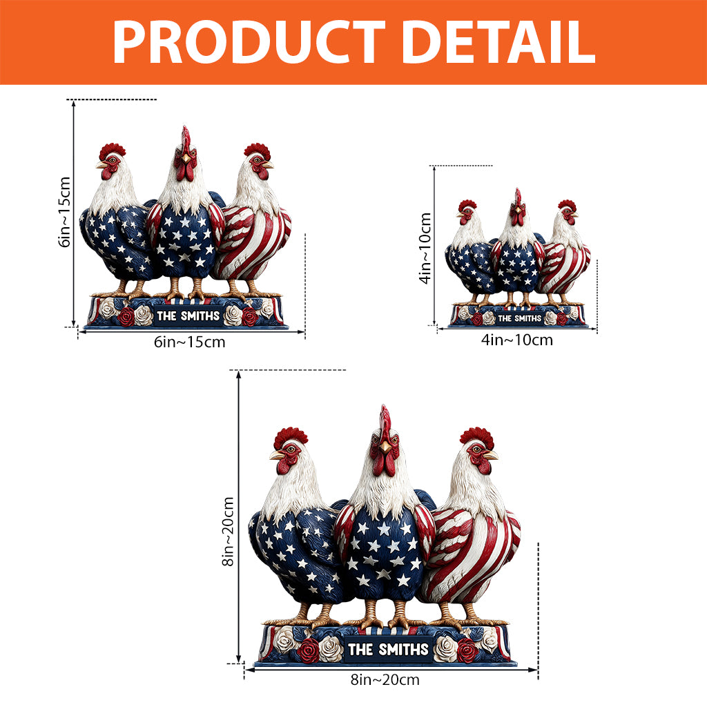 Patriotic Chicken - Personalized Chicken Custom Shaped Acrylic Plaque