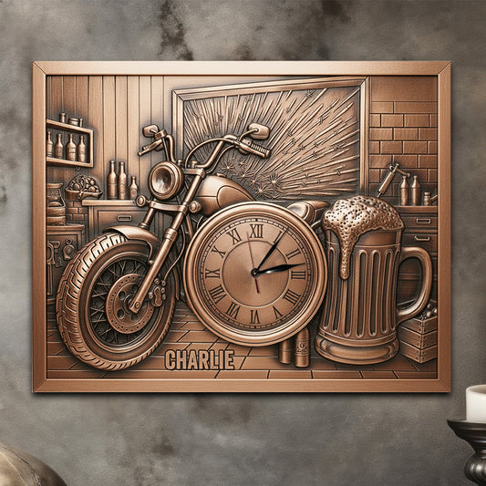 Garage Decoration - Personalized Biker LED Light Wall Clock