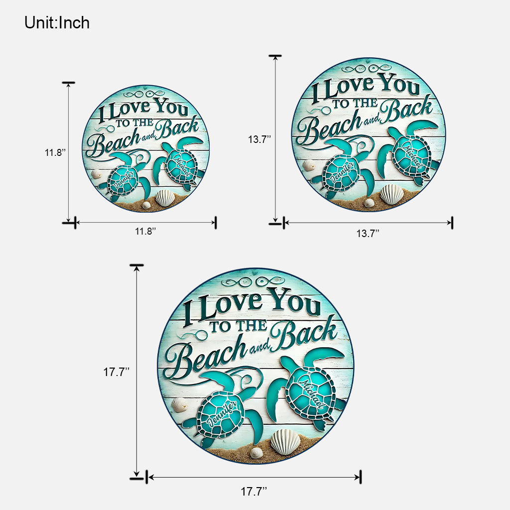 I Love You To The Beach And Back - Personalized Couple Custom Shaped Wood Sign