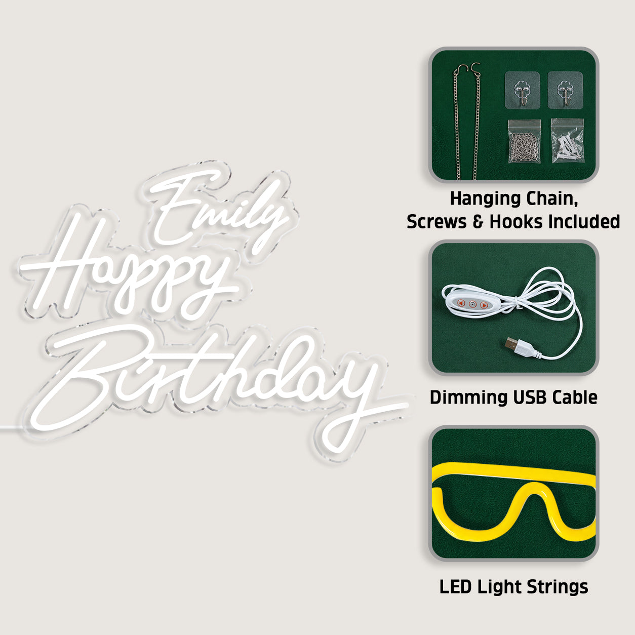 Happy Birthday - Personalized Birthday Neon LED Light Sign