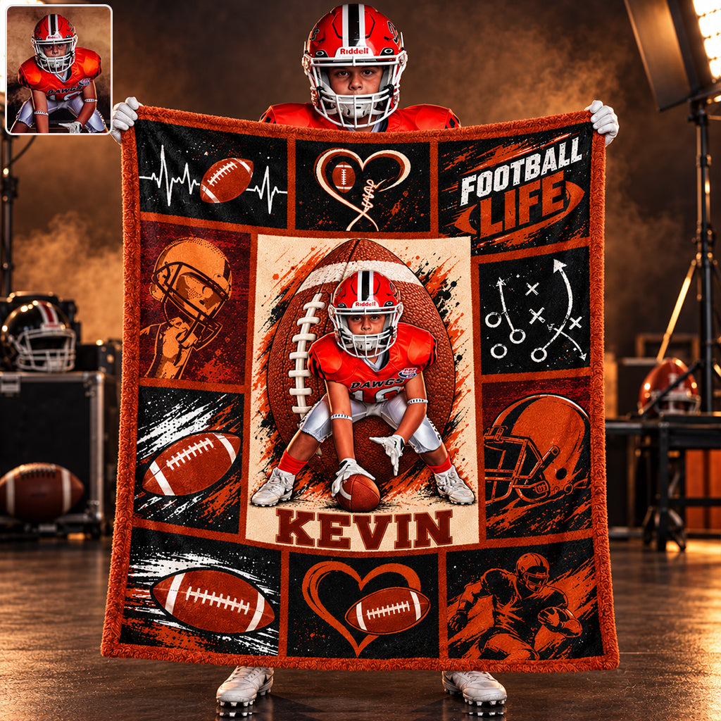 Love Football - Personalized Football Blanket