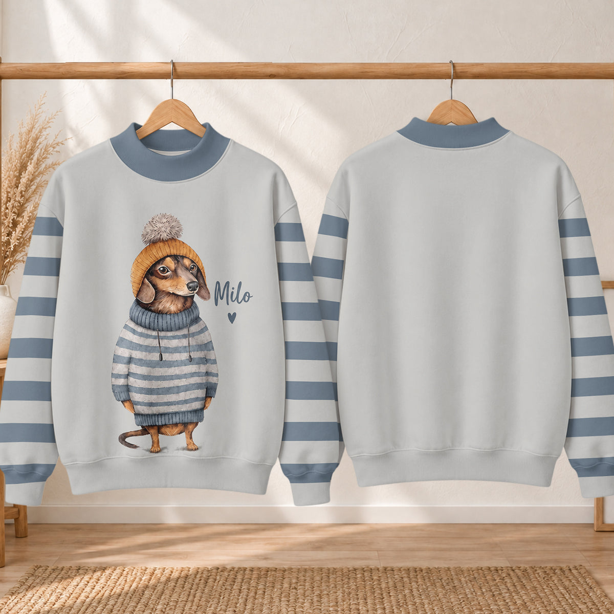 Funny Winter Pet Outfit - Personalized Dog Mock Neck Sweatshirt