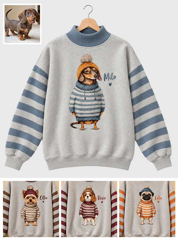 Funny Winter Pet Outfit - Personalized Dog Mock Neck Sweatshirt
