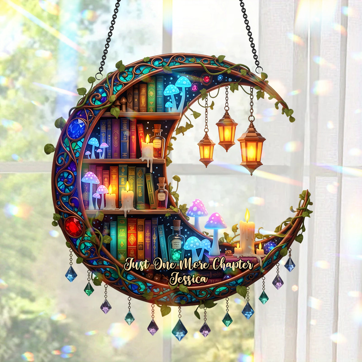 So Many Books So Little Time - Personalized Book Window Hanging Suncatcher Ornament