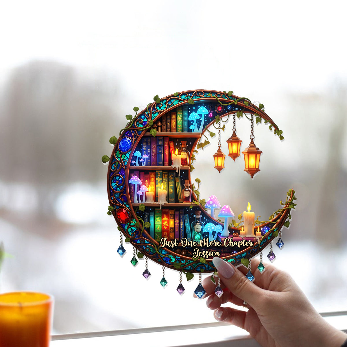 So Many Books So Little Time - Personalized Book Window Hanging Suncatcher Ornament