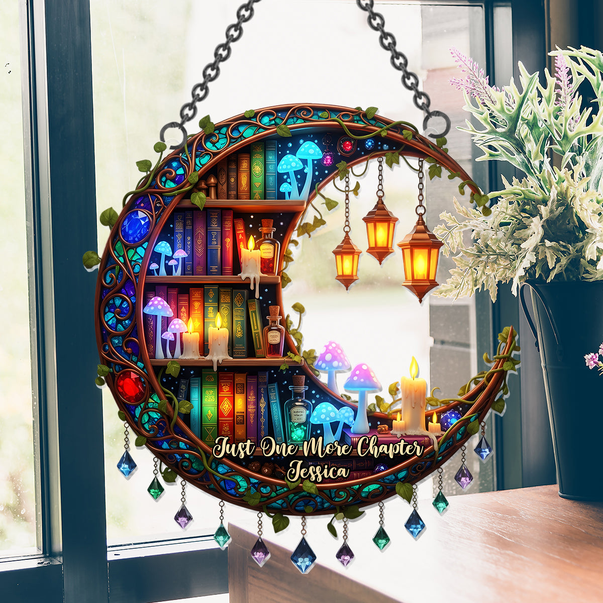 So Many Books So Little Time - Personalized Book Window Hanging Suncatcher Ornament