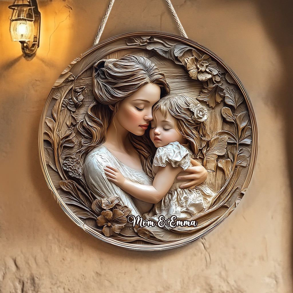 Mutter und Tochter – Personalisiertes rundes Holzschild „Mutter“