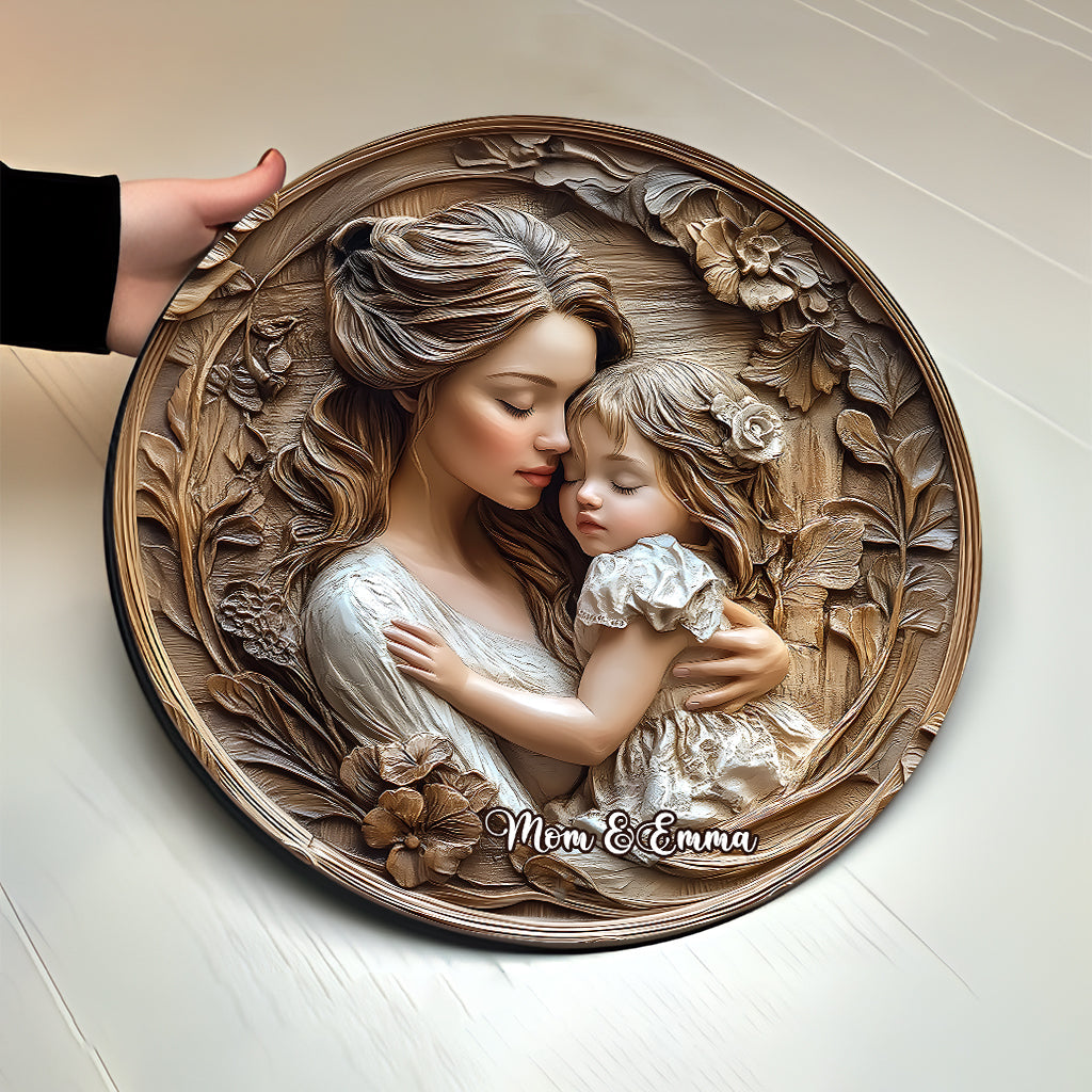 Mutter und Tochter – Personalisiertes rundes Holzschild „Mutter“