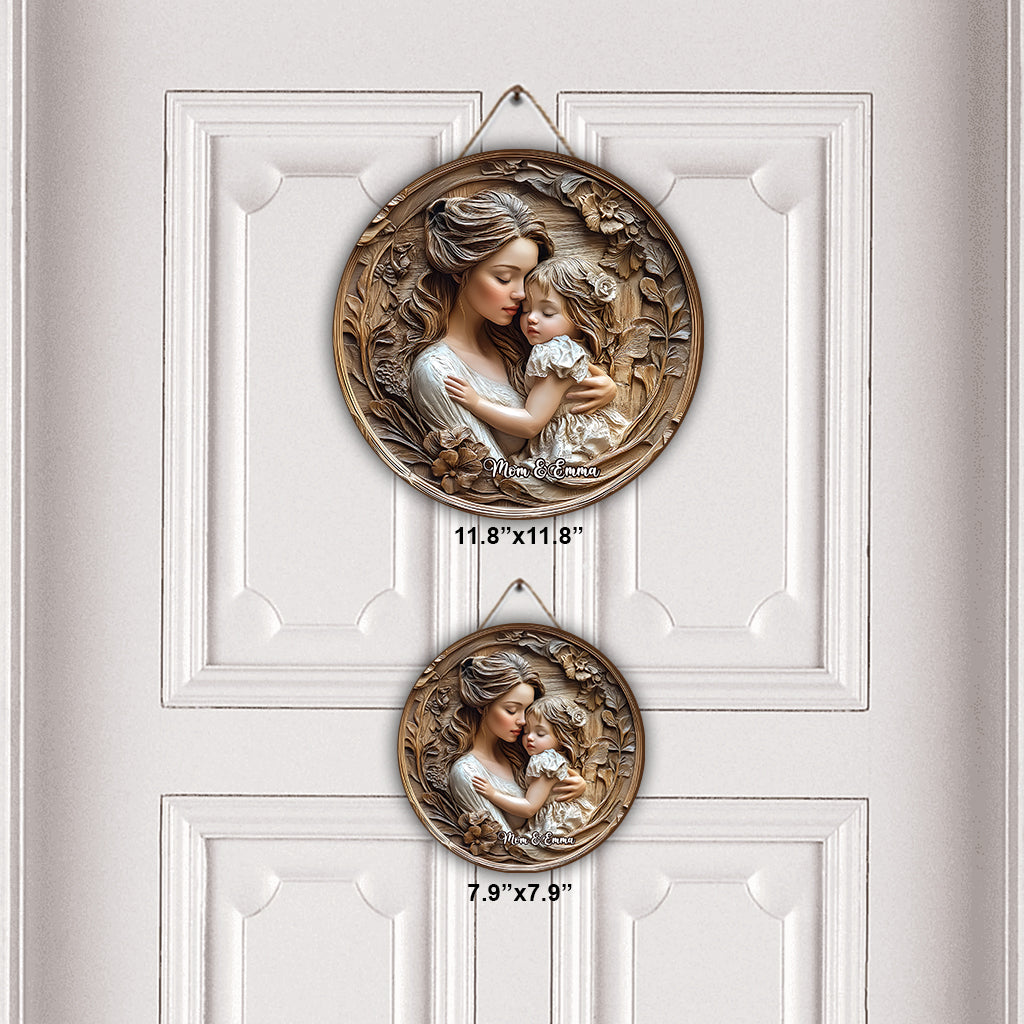 Mutter und Tochter – Personalisiertes rundes Holzschild „Mutter“