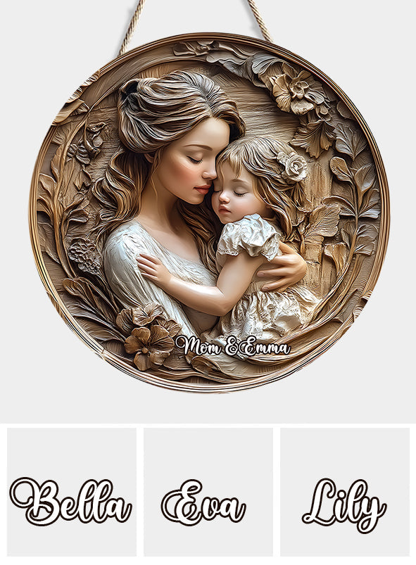 Mutter und Tochter – Personalisiertes rundes Holzschild „Mutter“
