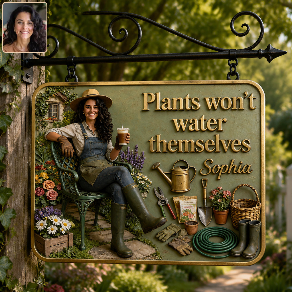 Plants Won’t Water Themselves - Personalized Gardening 3D Printed Cut Metal Sign