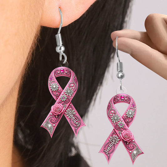 Breast Cancer Awareness - Personalized Breast Cancer Awareness Earrings