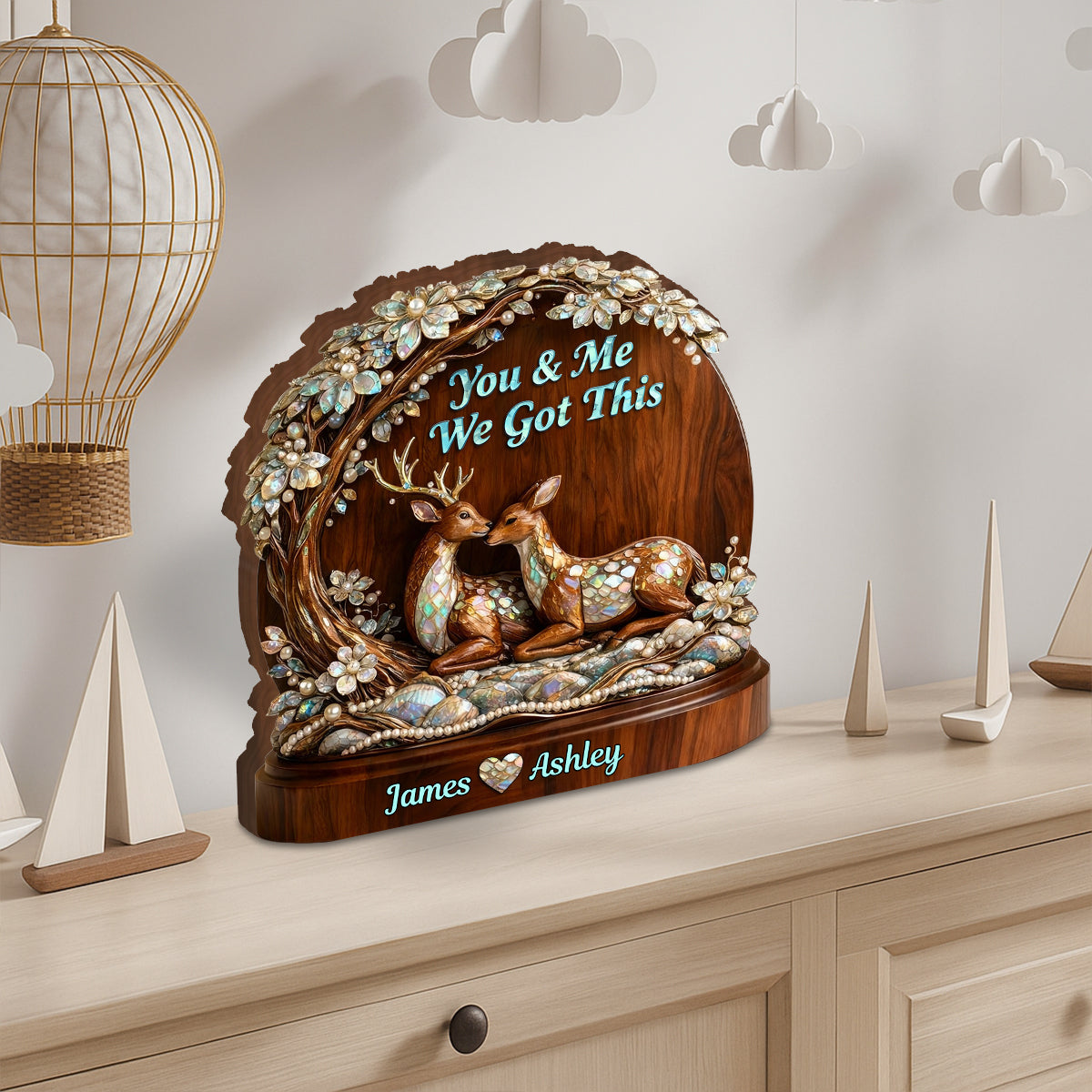 Hirschpaar – Personalisierte Jagd-Holzplakette in individueller Form