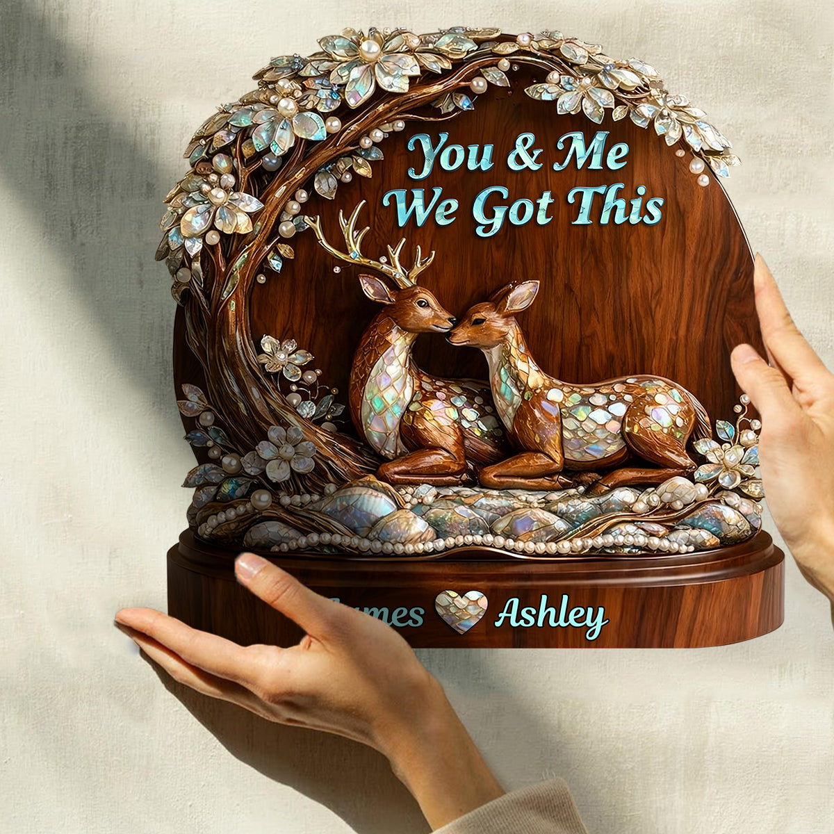 Hirschpaar – Personalisierte Jagd-Holzplakette in individueller Form