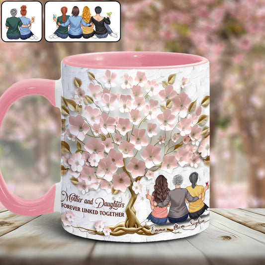 Mutter und Töchter – für immer verbunden – Personalisierte Tasse mit Muttermotiv