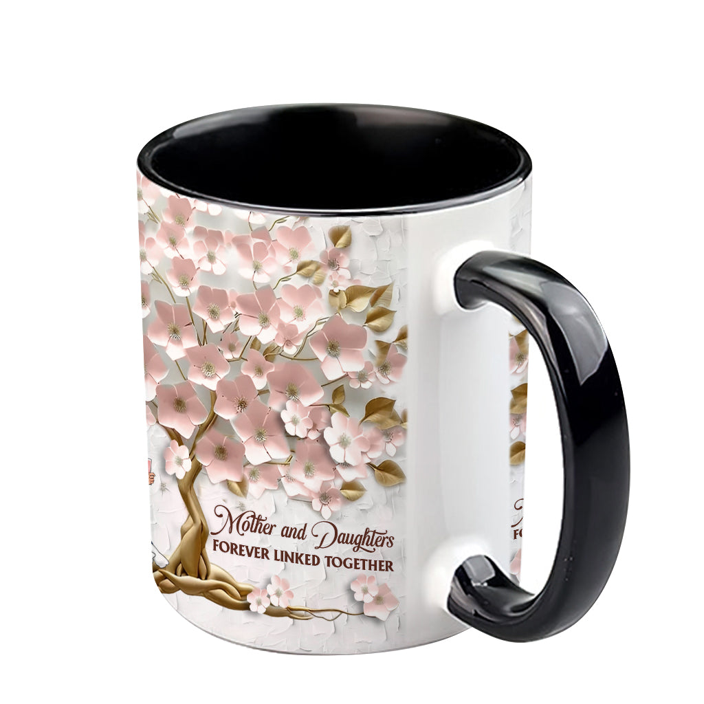 Mother And Daughters Forever Linked Together - Personalized Mother Accent Mug