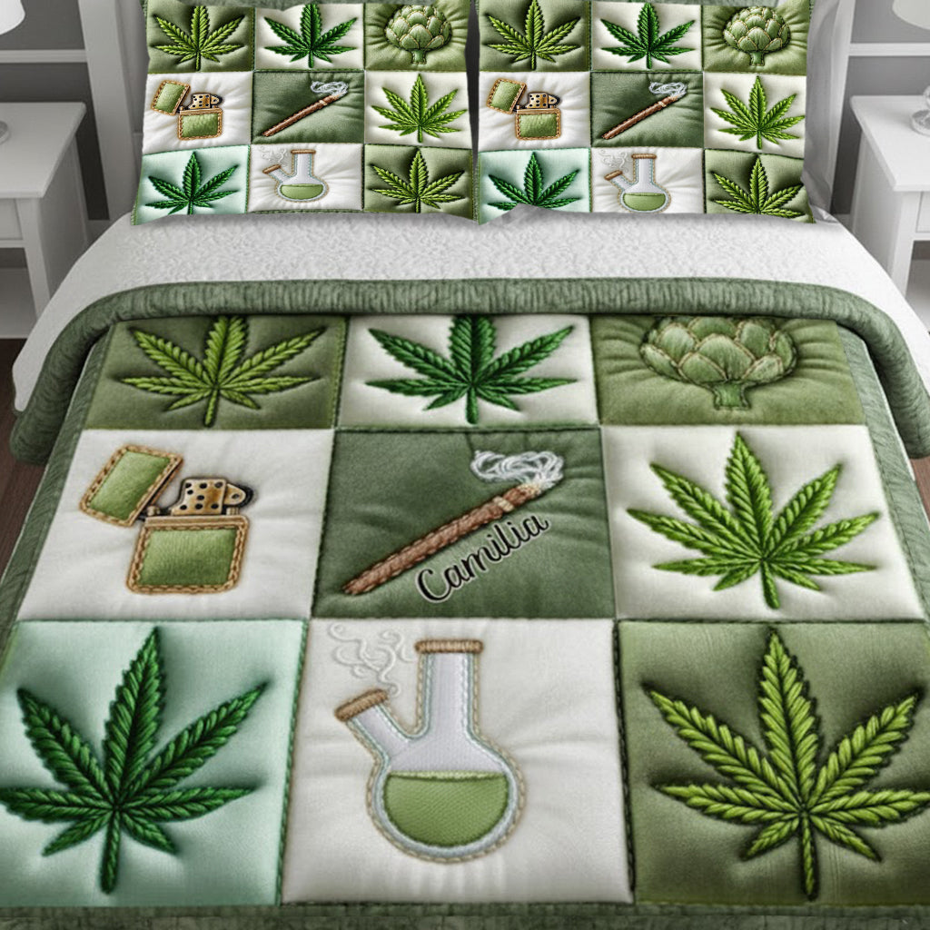 Magic Leaf – Personalisiertes Weed-Quilt-Set