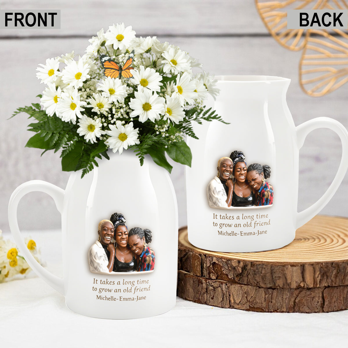 Geschenk für die beste Freundin – Personalisierte Keramik-Blumenvase für die beste Freundin