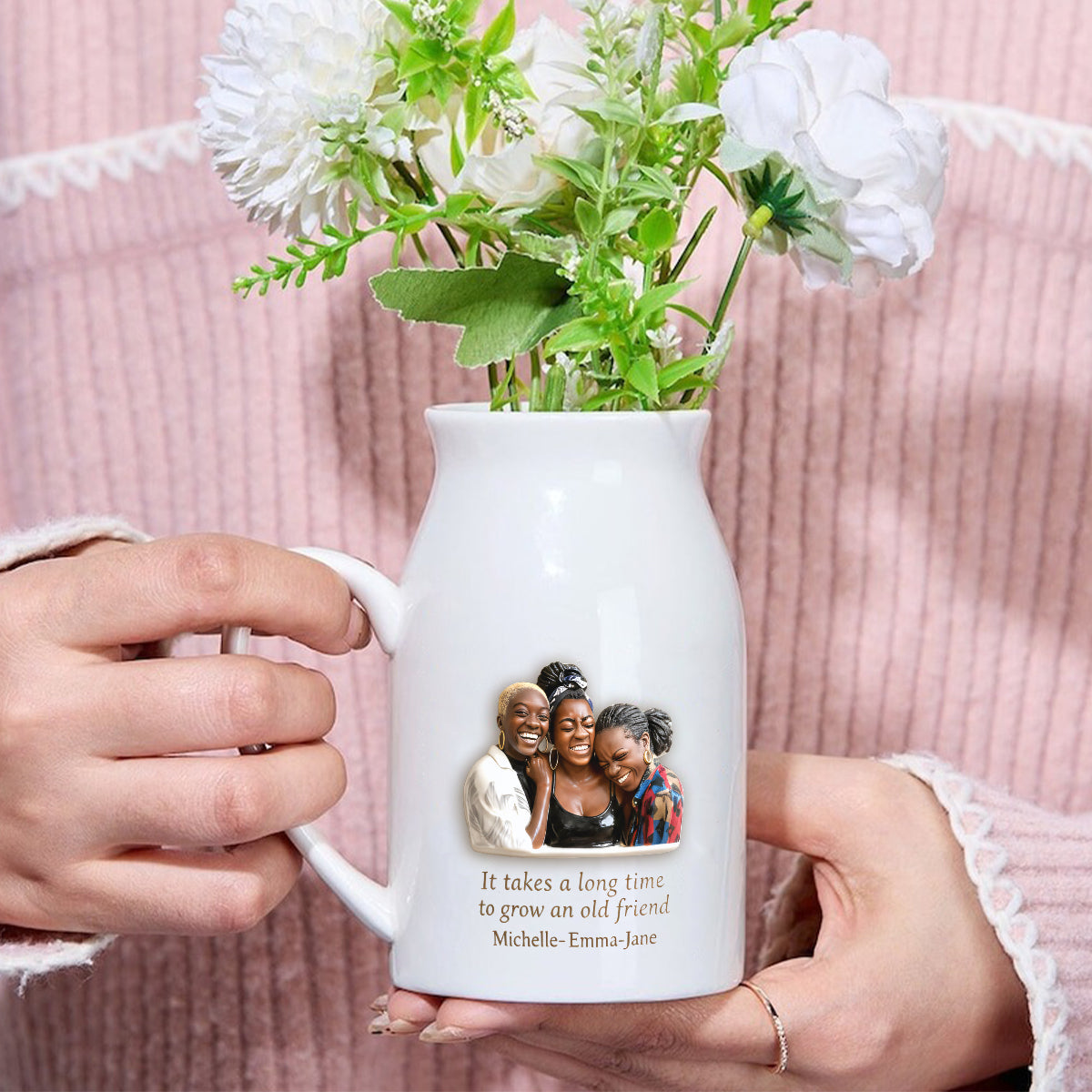 Geschenk für die beste Freundin – Personalisierte Keramik-Blumenvase für die beste Freundin