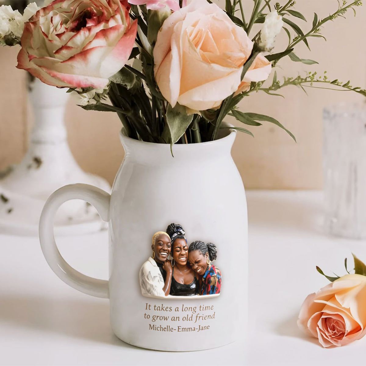 Geschenk für die beste Freundin – Personalisierte Keramik-Blumenvase für die beste Freundin