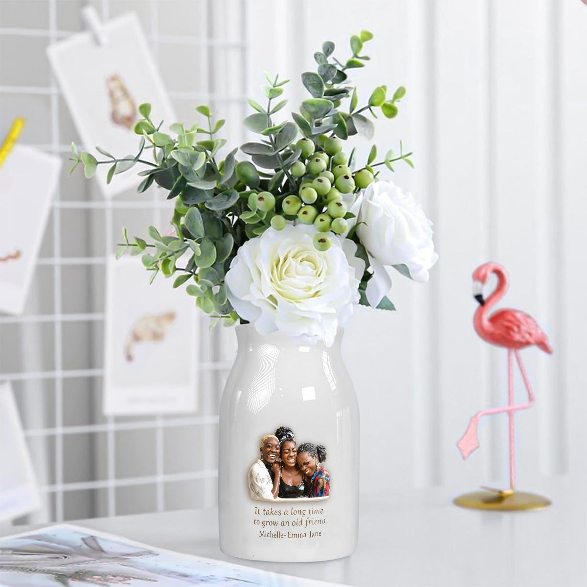 Geschenk für die beste Freundin – Personalisierte Keramik-Blumenvase für die beste Freundin