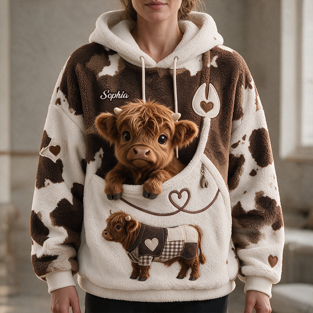 Liebe Highland-Rinder - Personalisierter Highland Cow Fleece Hoodie