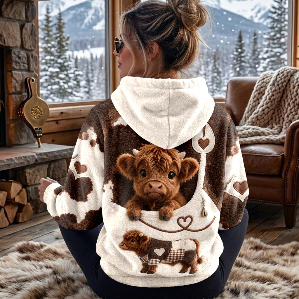 Liebe Highland-Rinder - Personalisierter Highland Cow Fleece Hoodie