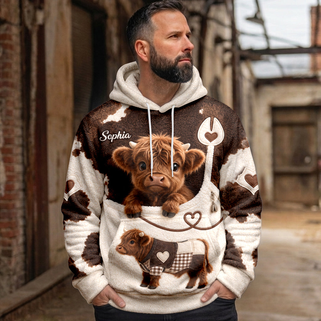 Liebe Highland-Rinder - Personalisierter Highland Cow Fleece Hoodie