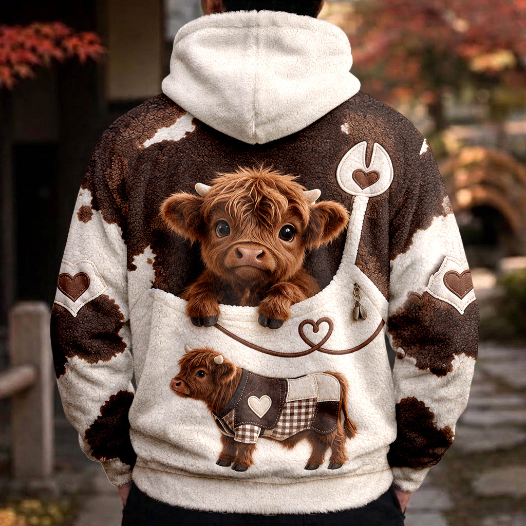 Liebe Highland-Rinder - Personalisierter Highland Cow Fleece Hoodie