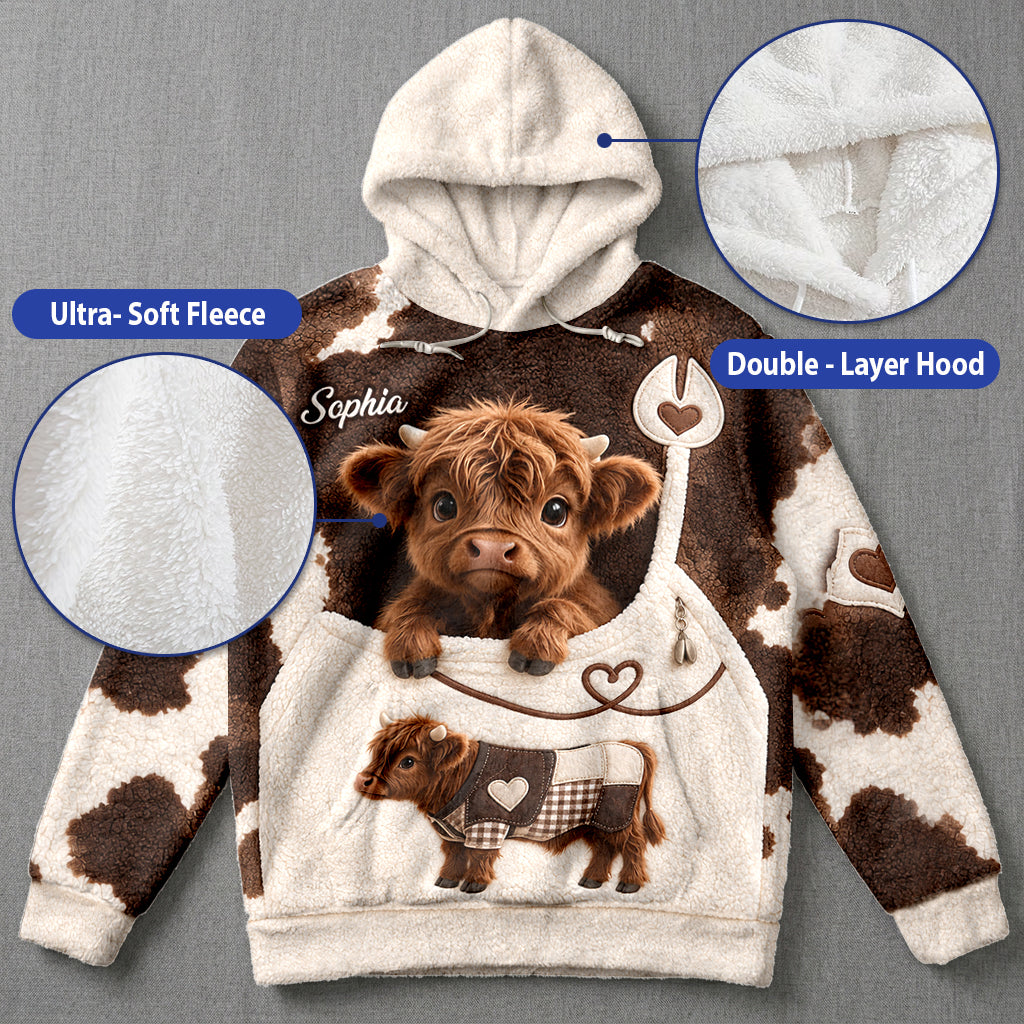 Liebe Highland-Rinder - Personalisierter Highland Cow Fleece Hoodie