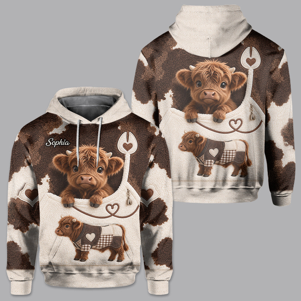 Liebe Highland-Rinder - Personalisierter Highland Cow Fleece Hoodie