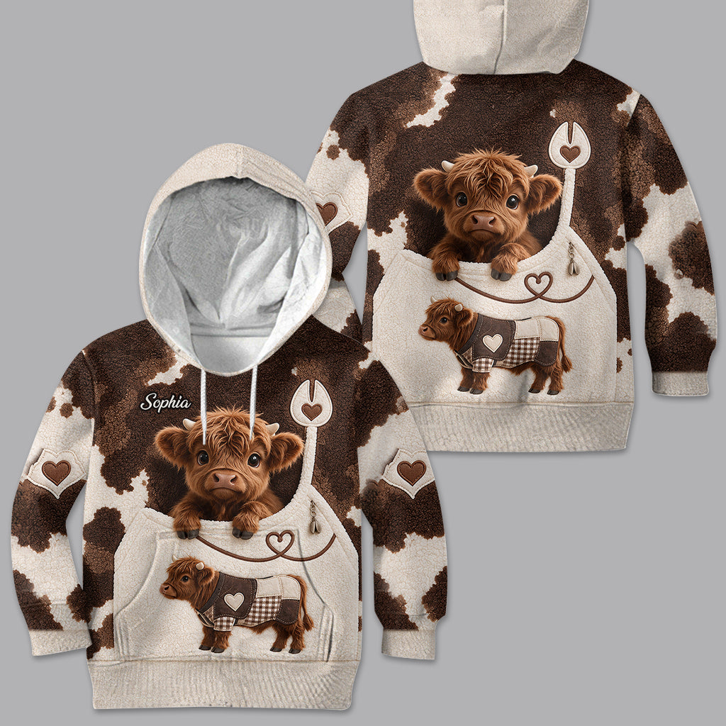 Liebe Highland-Rinder - Personalisierter Highland Cow Fleece Hoodie
