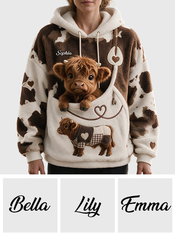 Liebe Highland-Rinder - Personalisierter Highland Cow Fleece Hoodie