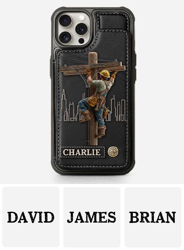 Stärke der Leitung – Personalisierte Handyhülle im Lineman-Stil