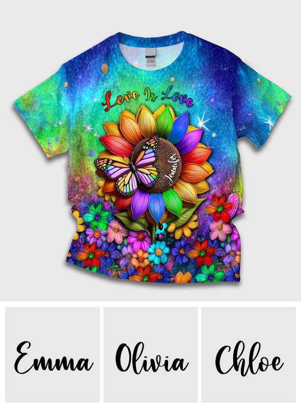 Love Is Love - Personalized LGBT Support All Over Shirt