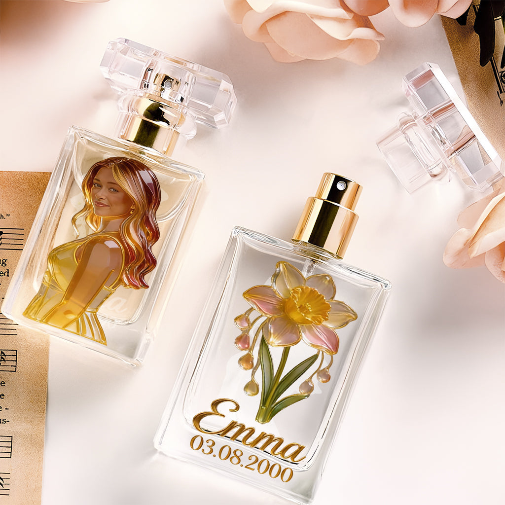 Personalisierte Geburtsblume mit Foto – Nachfüllbarer Flakon für Selbstliebe