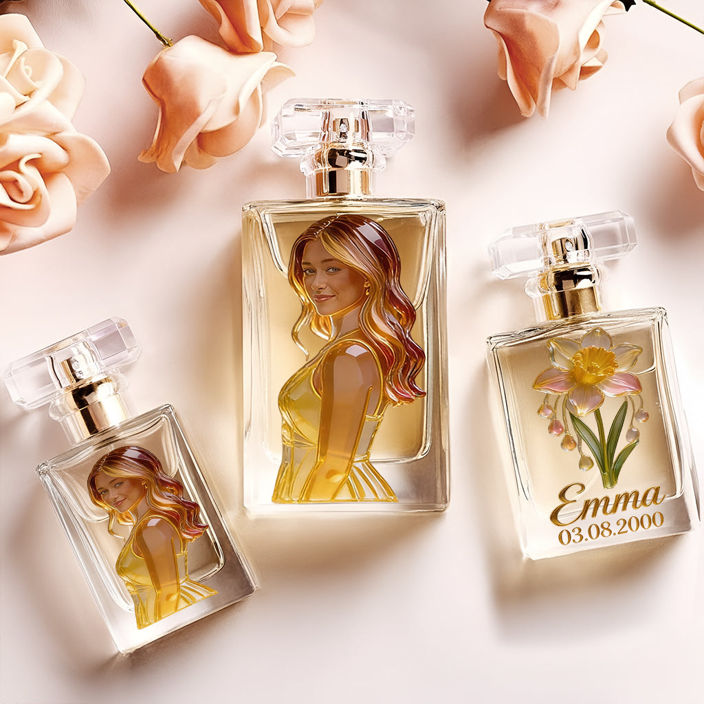 Personalisierte Geburtsblume mit Foto – Nachfüllbarer Flakon für Selbstliebe