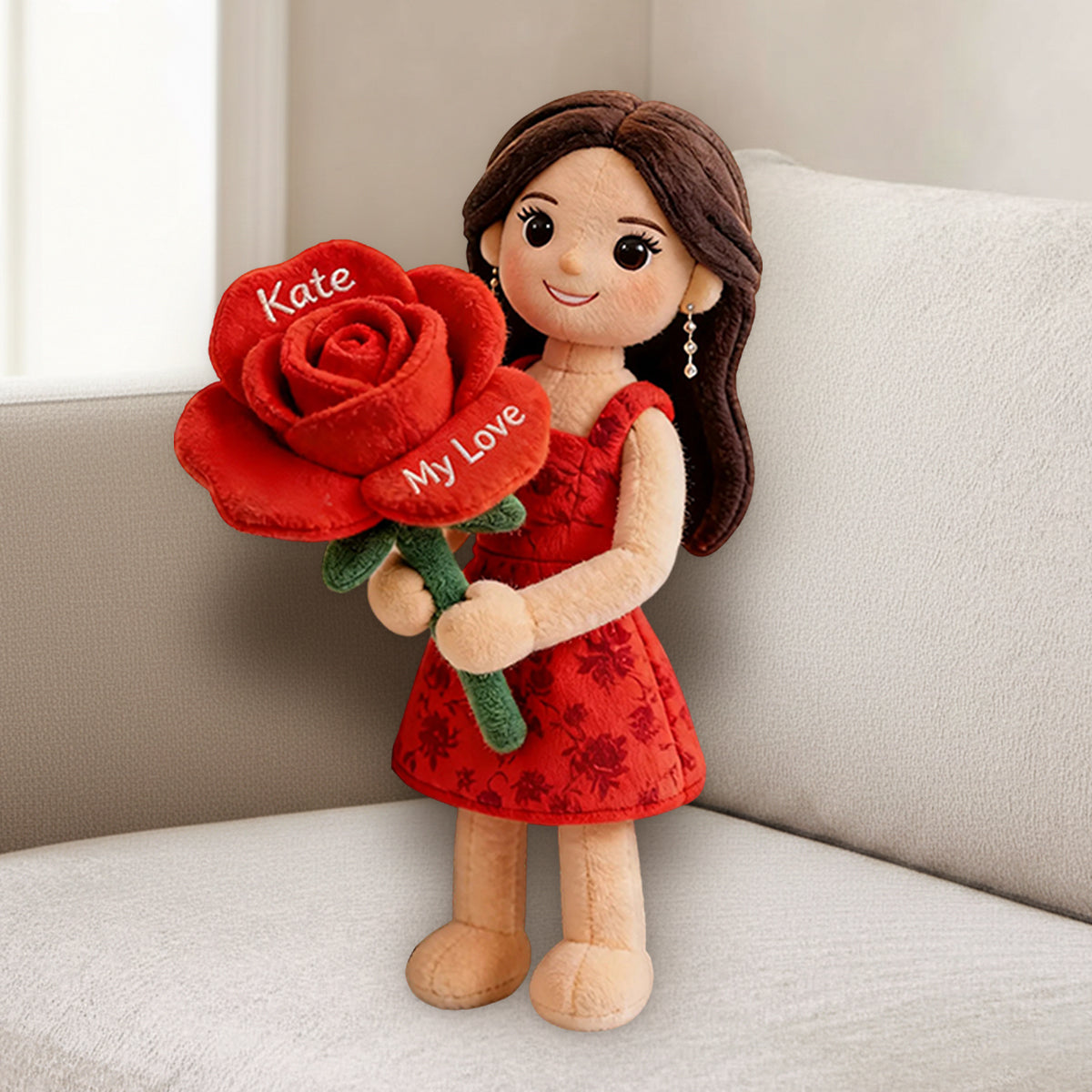 Geburtsblume mit Foto personalisieren – Premium-Kunstfellkissen zur Selbstliebe